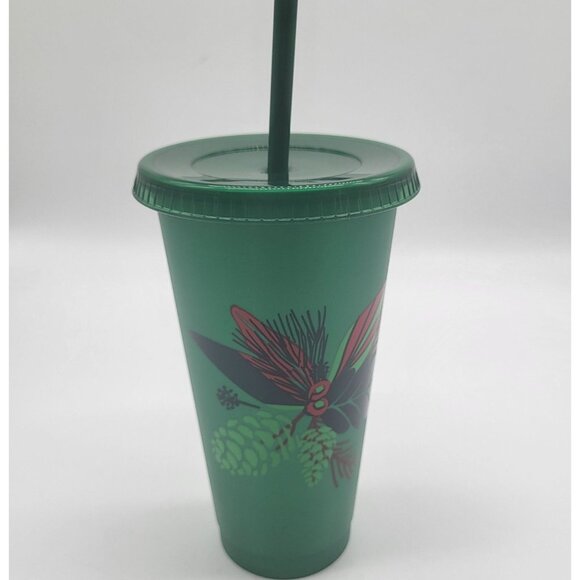 Starbucks Other - Starbucks Coffee Cold Cup Reusable 2020 Christmas tumbler 24 oz plastic green